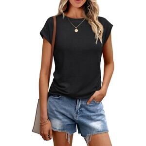 AUTOMET Womens Tops Summer Basic T Shirts Business Casual Loose Fit Medium